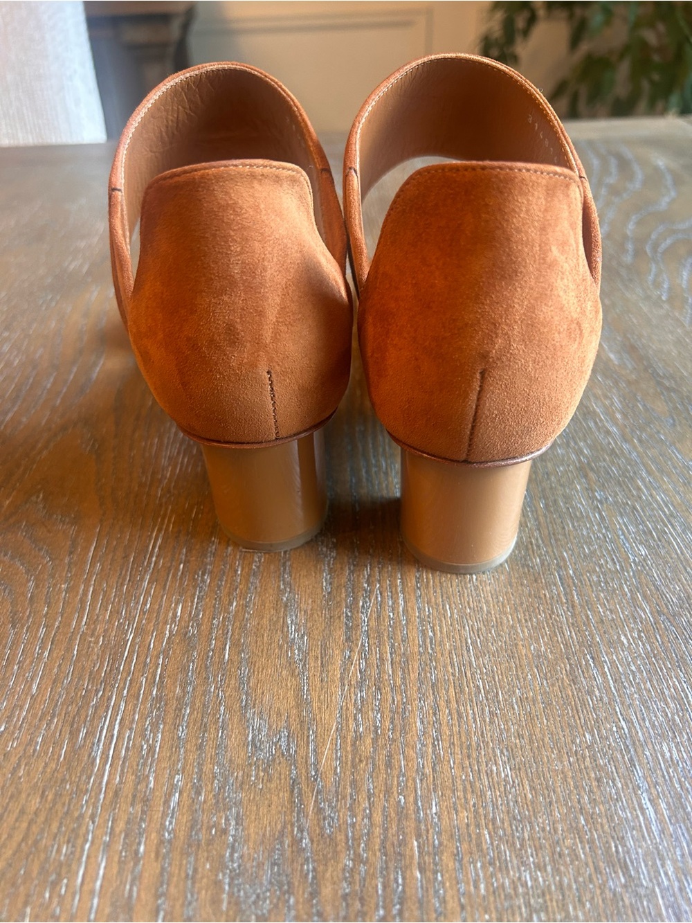 Aquatalia Nala Tan Suede and Leather Block Heel Sandals - Picture 8 of 11